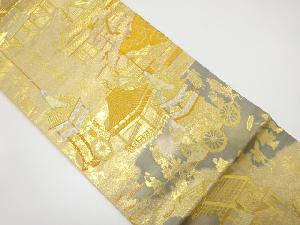 時代人物に鉾車模様織り出し　袋帯